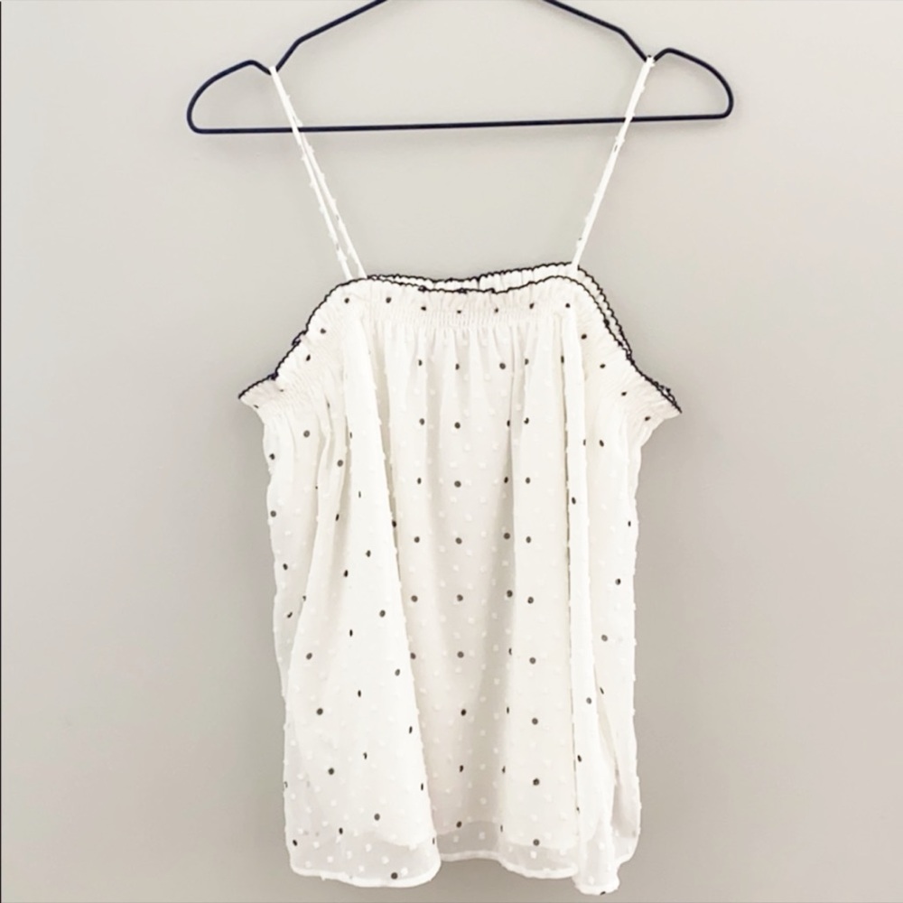 LOFT Polka Dot Unstructured Spaghetti Strap Blouse